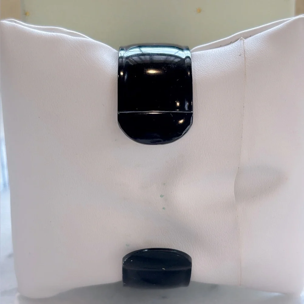 Narmi Cuff Bracelet‎ Black and White Striped Watch with Crystal Accents